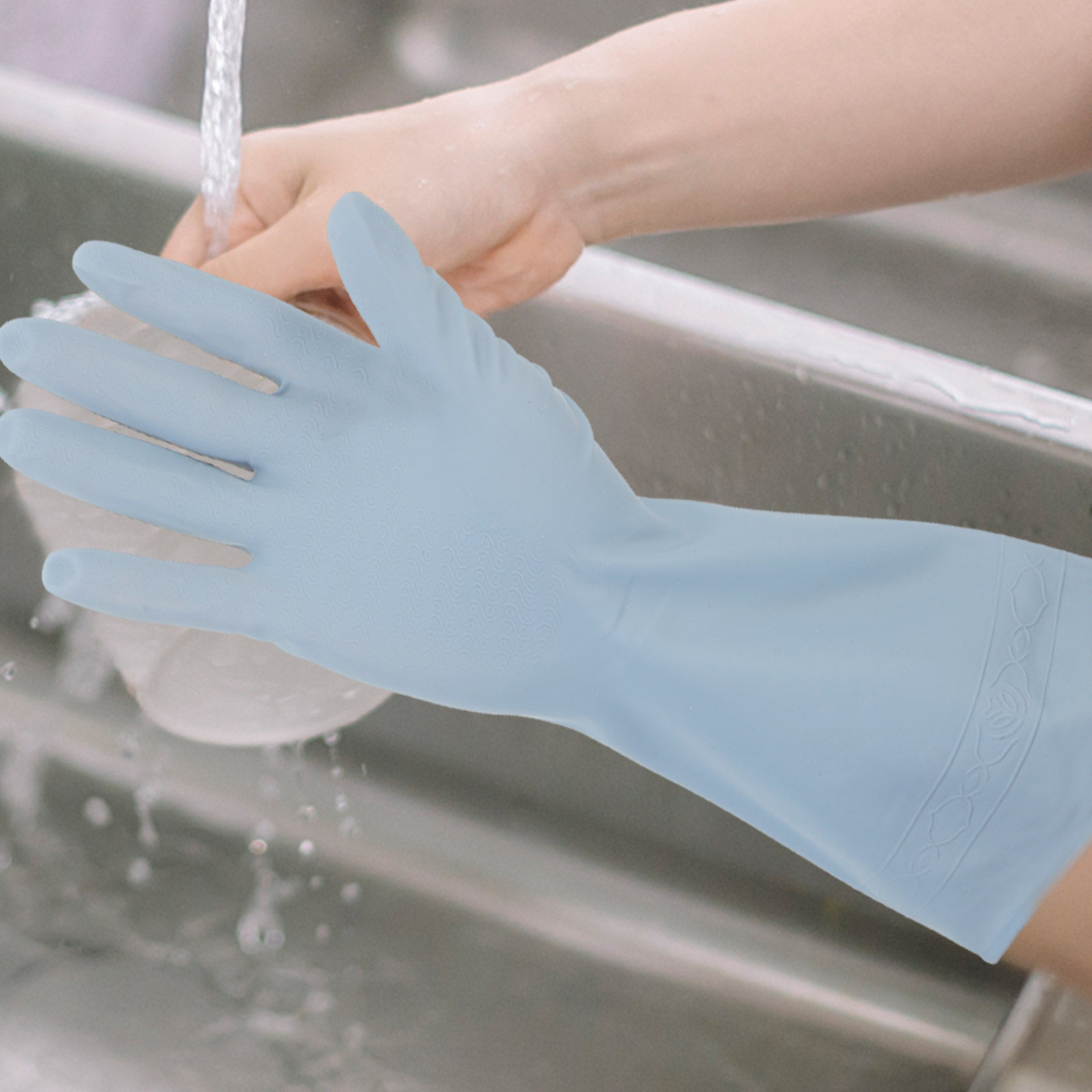 Dish Glove Rubber - 3 paar waterdichte rubberen keukenafwashandschoenen, herbruikbaar,