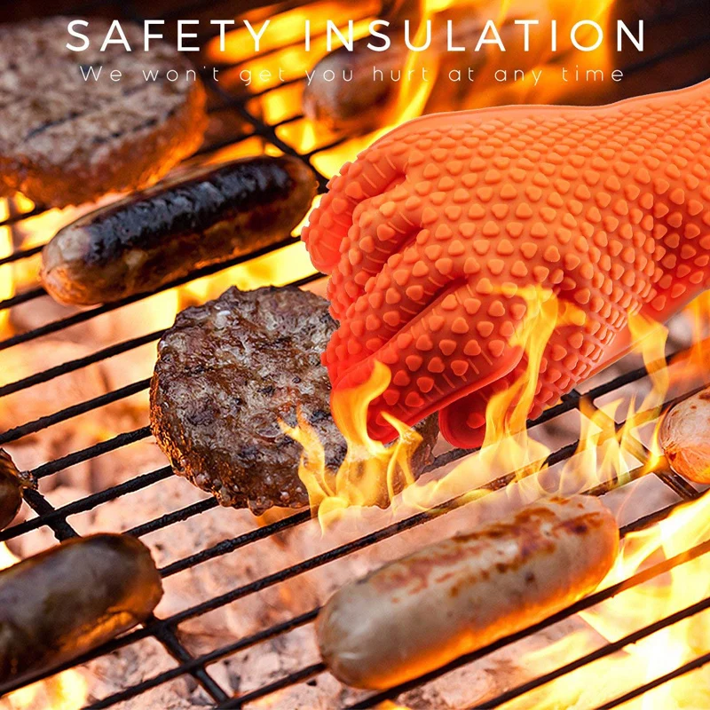 Oven Mitt Silicone - BBQ siliconen grillhandschoenen, ovenwanten, anti-verbrandings kookhandschoenen,