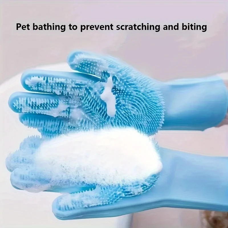 Rubber Glove Cleaning - Huisdierverzorgingshandschoenen Hond Kat Badshampoo Handschoen Schrobber