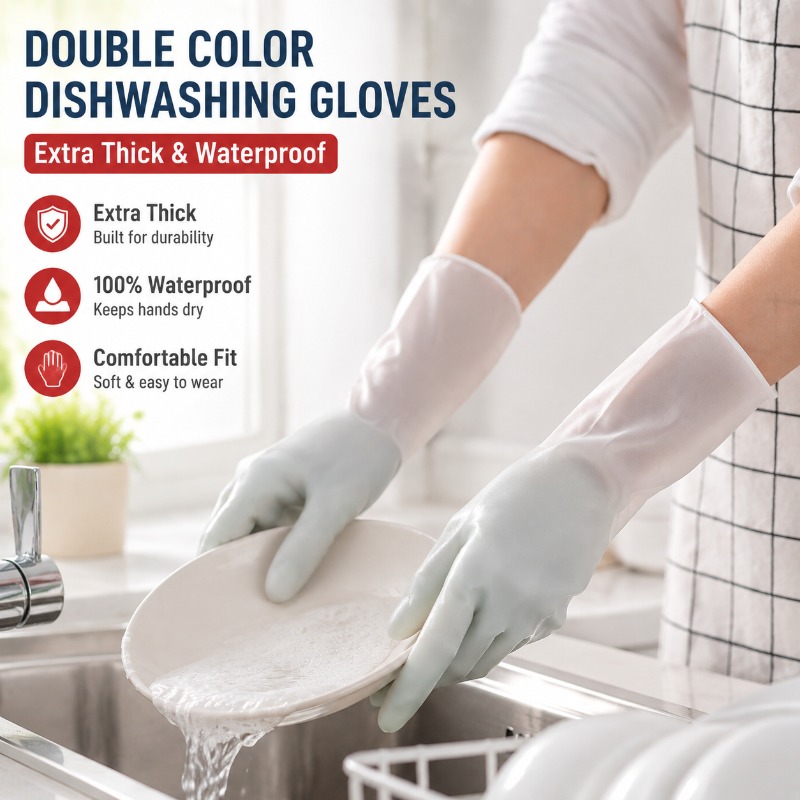PVC Dubbelkleurige Afwashandsc - Dish Glove Rubber recensie en prijs