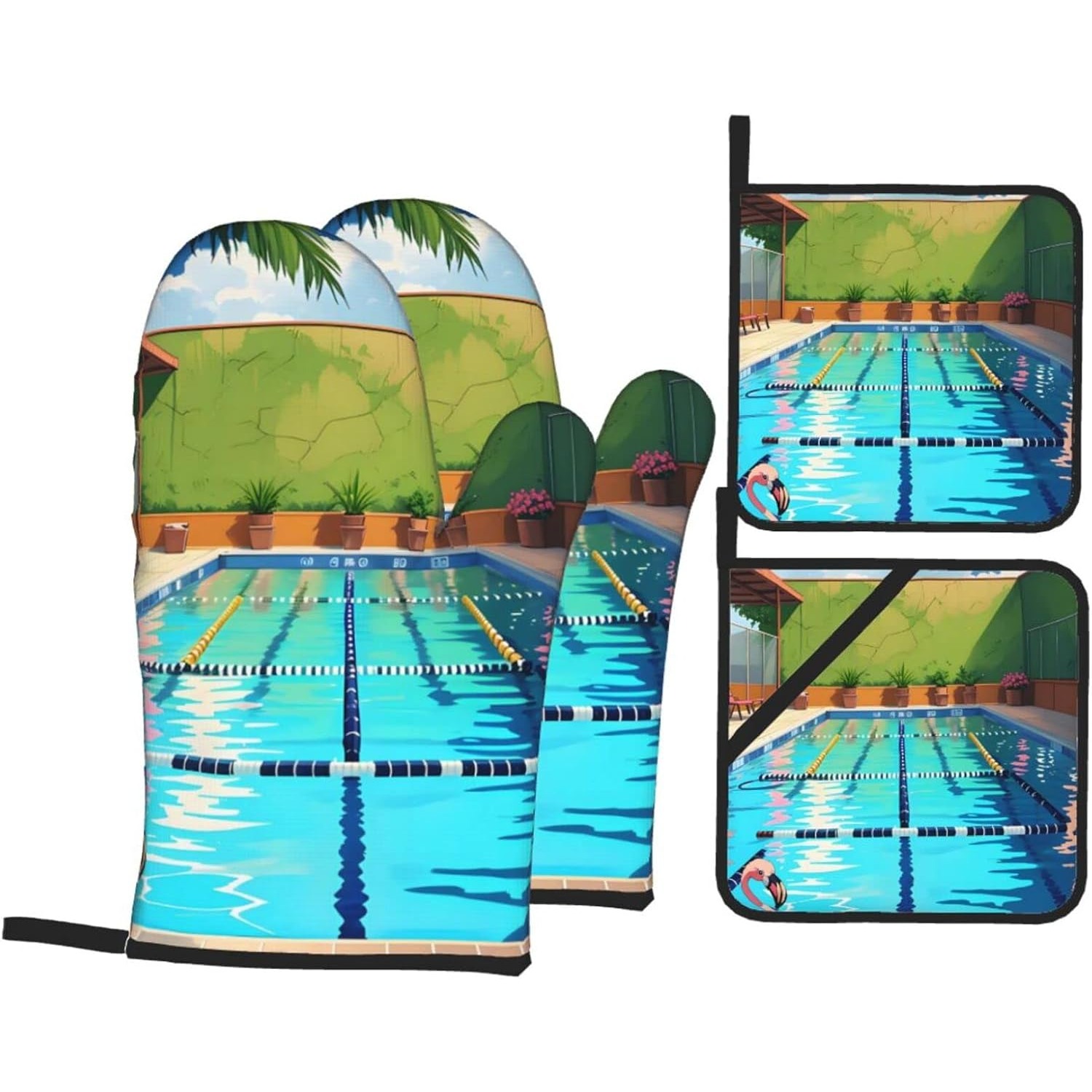 Flamingo en zwembad siliconen  - Oven Mitt Silicone recensie en prijs